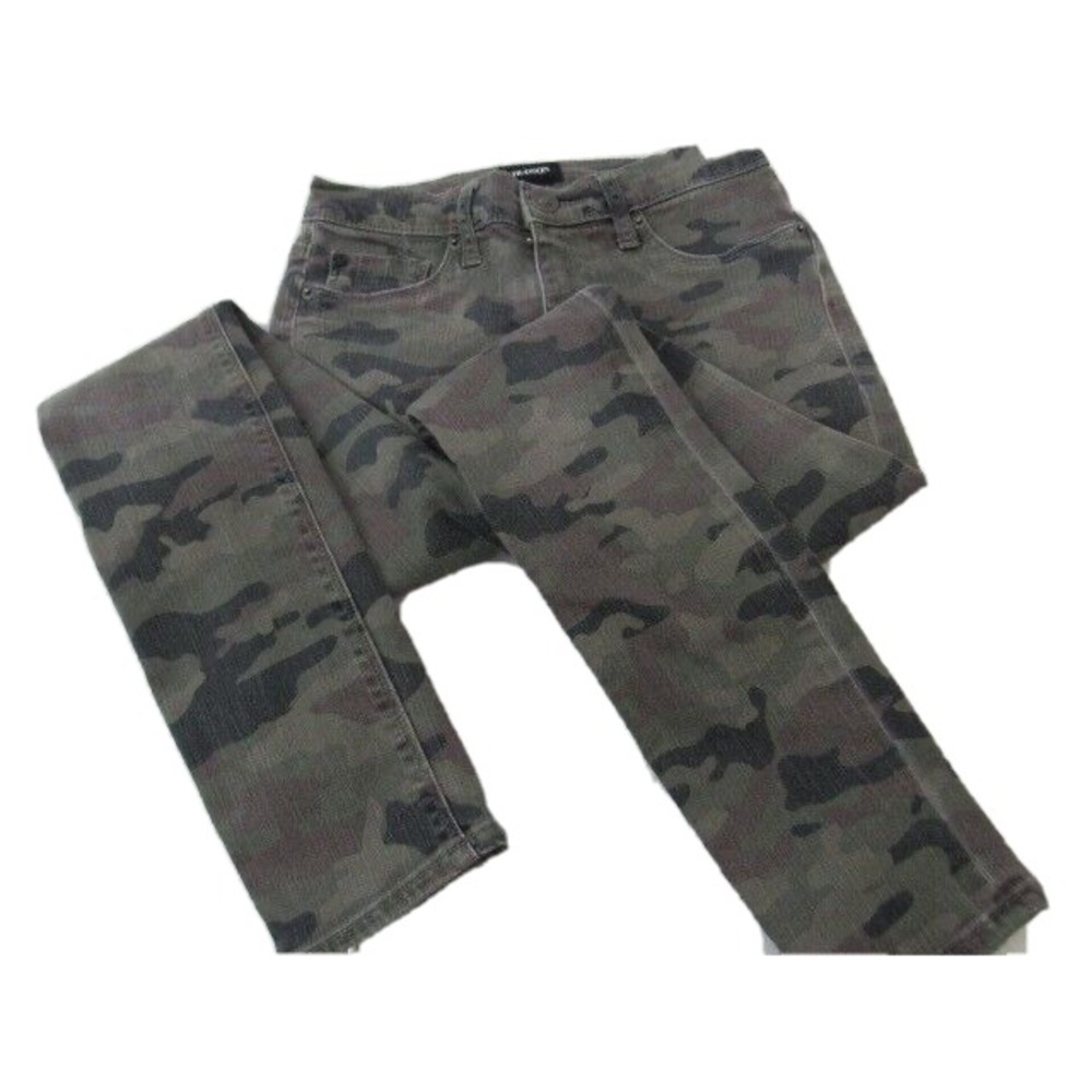 Hudson Barbara Mid Waist Green Camo Print Super Skinny Jeans Size 26